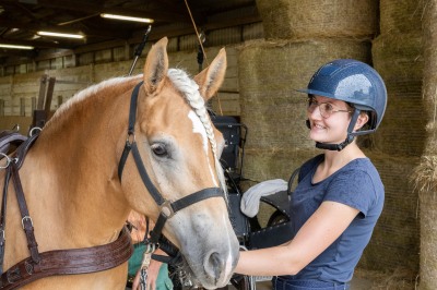 Peter Reich und Dr. Hans-Jörg Zöllner sehen beim Training der Haflinger zu