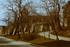 Altenburger Kirche St. Viti - Gesamtanlage mit Stützmauer (1987)