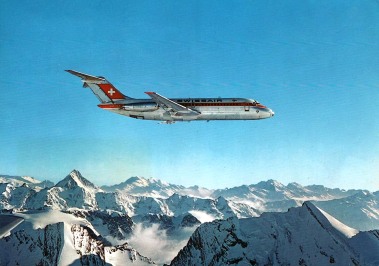 DC 9 über den Schweizer Alpen