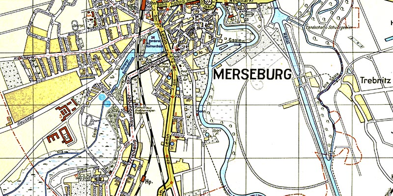 1963-Stadtplan Merseburg mit Straßenregister