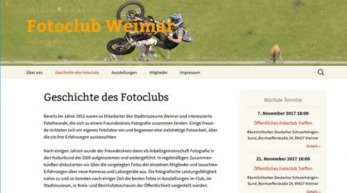 Webseite des Fotoclubs Weimar