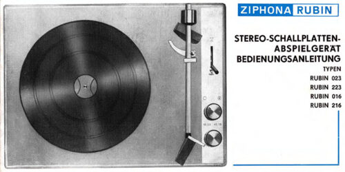 1973 - Bedienungsanleitug für das Schallplattenabspielgerät Rubin 223h<br>aus dem VEB Funkwerk Zittau
