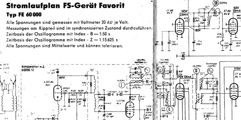 1955-Stromlaufplan FS-Gerät FavoritTyp FE 60 000