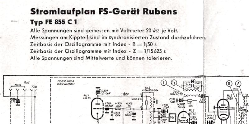 1956-Stromlaufplan FS-Gerät Rubens Typ FE 855 C1