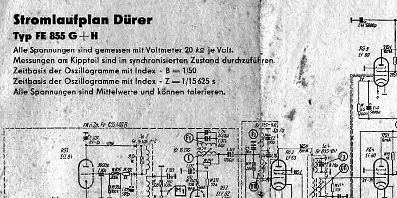 1957-Stromlaufplan FS-Gerät Dürer Typ FE 855 G + H