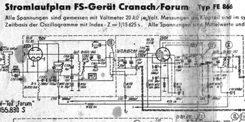 1959 - Stromlaufplan FS-Gerät Cranach und Forum Typ FE 866