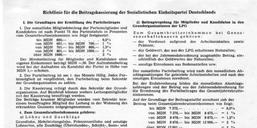 1967 - Richtlinie für die Beitragskassierung der Sozialistischen Einheitspartei Deutschlands