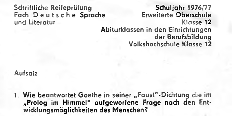 1977 - Aufgaben der schriftliche Reifeprüfungen 12. Klasse in Deutsch und Physik in der DDR