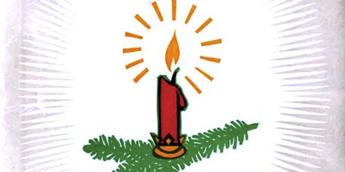 1959-Weihnachtskarte der VEB Leuna-Werke Walter Ulbricht an die Mitarbeiter